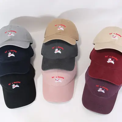 Maroon Embroidered "Let's Puppies" Cap for Girls