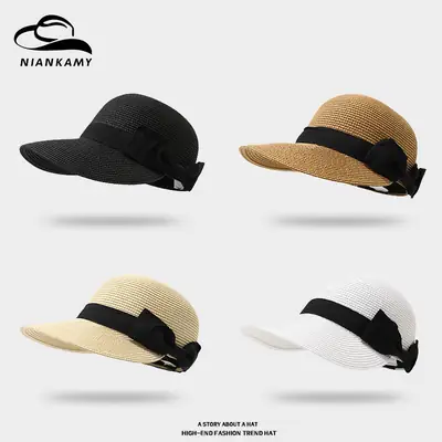 Women Straw Bow Hat with Sunshade & Travel Design