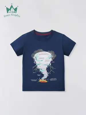 2025 Kids T-Shirt Cartoon Tornado Short Sleeve Boys