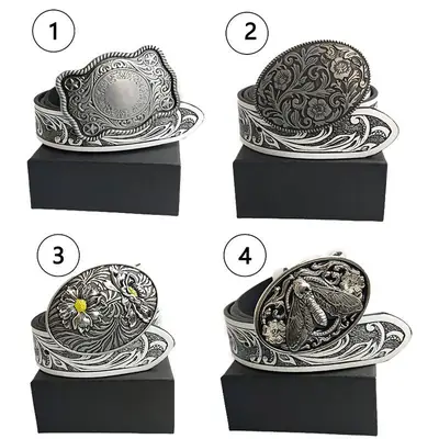 Vintage Embossed Buckle Belt for Jeans Decoration