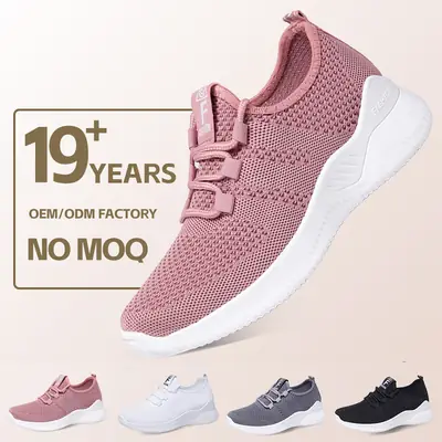 Women's Pink Fly-Knit Running Shoes