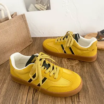 2025 Yellow Retro Round Toe Sports Board Shoes