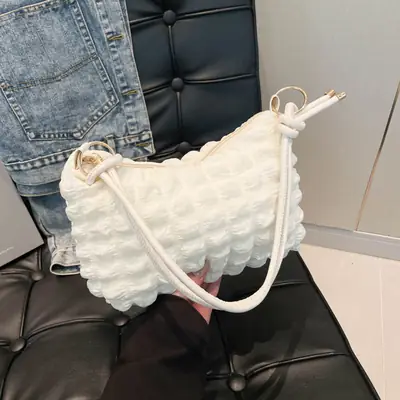 White Underarm Bag for Women Large Capacity Shoulder Crossbody