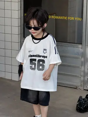 Kids Printed T-Shirt White 2025 Summer Boys