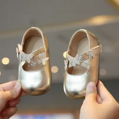 Spring and Autumn Female Baby Shoes 0 1-2 Years Old Korean Baby Princess Non-slip Soft Bottom Breathable Toddler Shoes Fashion