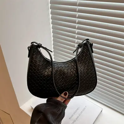 Black Chikankari Crescent Armpit Bag for Women