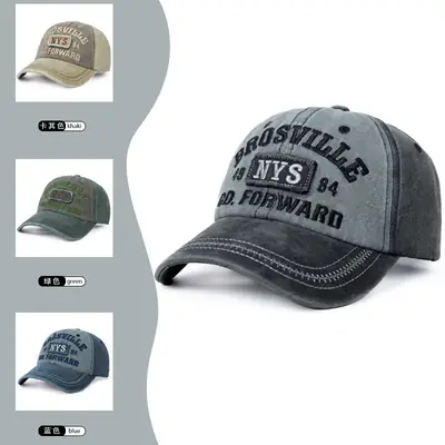 American Retro Distressed Baseball Cap with English Embroidery