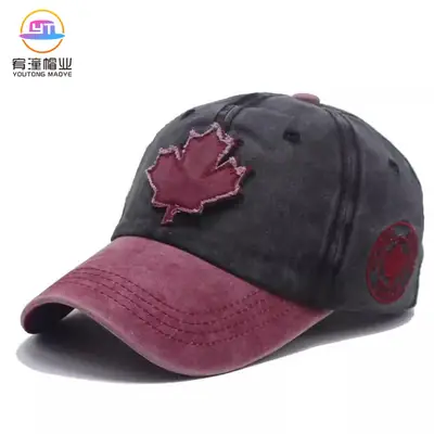 Canadian Patch Baseball Cap for Men Women Washable Distressed