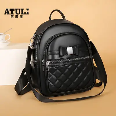 Women's Black Quilted Shoulder Backpack 2025