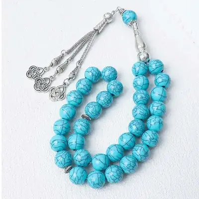 Muslim Rosary Tasbih Bracelet 33Pcs 12cm White Marble