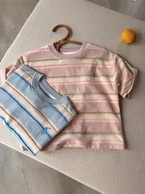 Children's Striped T-Shirt Yellow Pink Striped 2025