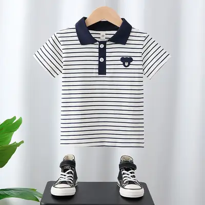 Boys Striped Polo Shirt 2025 Summer Wear