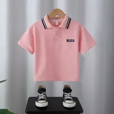 Boys Pink Short Sleeve Polo T-Shirt 2025