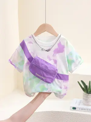Baby T-shirt New Style Satchel Tie Dye Purple Green