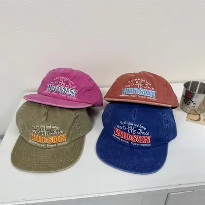 Red Vintage Washed Baseball Cap for Kids with Embroidered Letter Design
