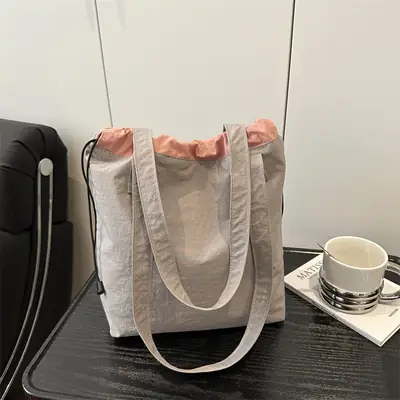 Women's Contrast Color Canvas Shoulder Bag 2025 Spring Summer