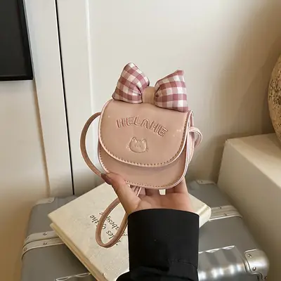 Cute Plaid Bow Crossbody Bag for Girls