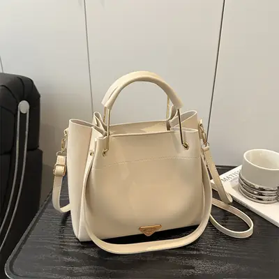 Women's Beige Textured Shoulder Bag with Strap