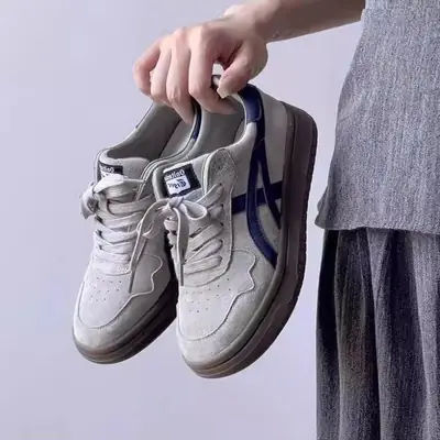 Women's 2025 Platform Sneakers White Blue Comfortable Casual