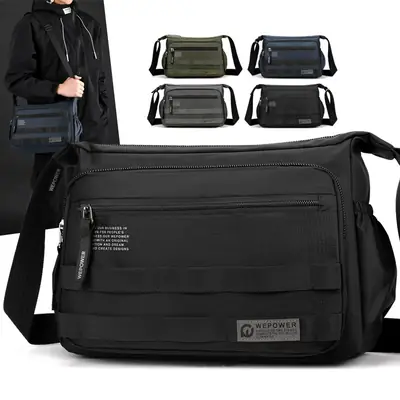 Men's Black Business Crossbody Bag Large Capacity