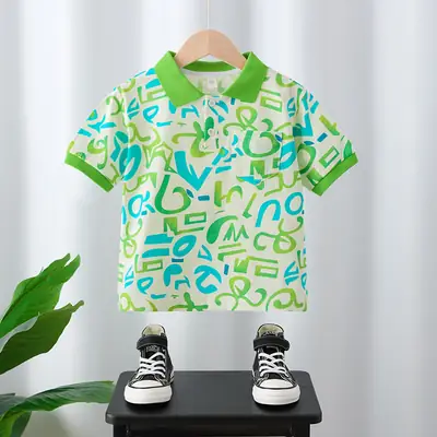 Boys T-Shirt Baby Summer 2025 Green Teal Print