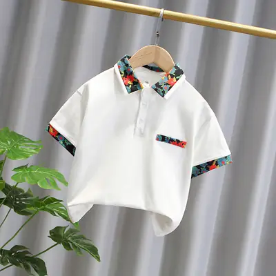 Boys Floral Short Sleeve Polo Shirt 2025