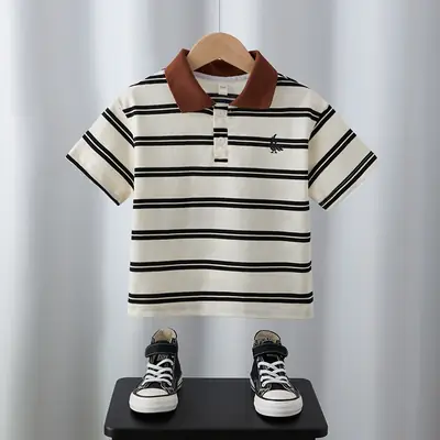 Boys Striped Short Sleeve Polo Shirt Summer 2025