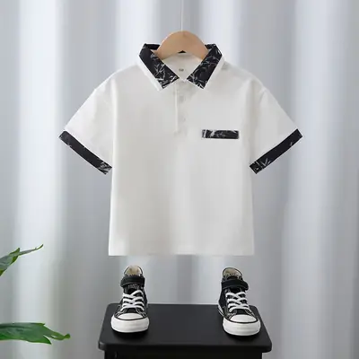 Boys White Polo Shirt Summer Medium Large