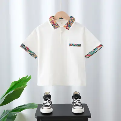Boys T-Shirt Floral Collar 2025 Summer