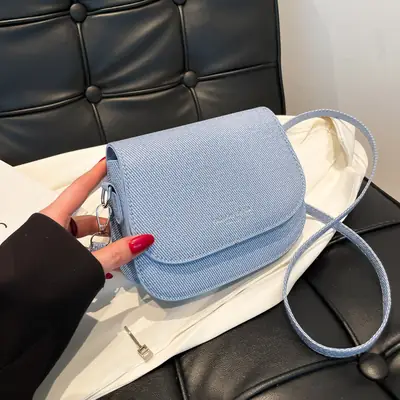 Light Blue Saddle Crossbody Bag for Women 2025