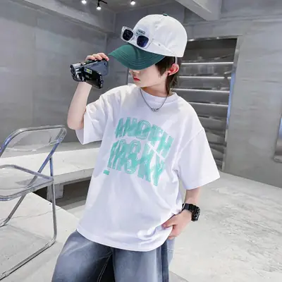 Trendy Boys Cotton T-Shirt White Summer 2025