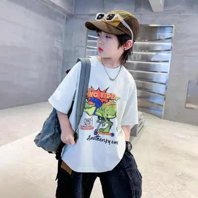 Boys Cartoon T-Shirt 2025 Summer Mid Big