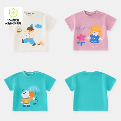 Baby's Blue Cartoon T-Shirt 2025 Summer