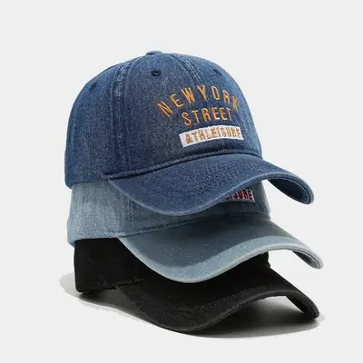New York Street Embroidered Denim Cap for Women