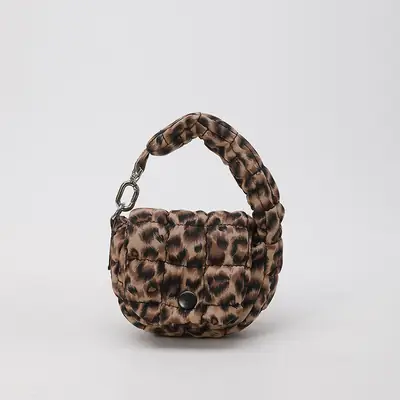 Leopard Print Braided Handle Shoulder Messenger Bag