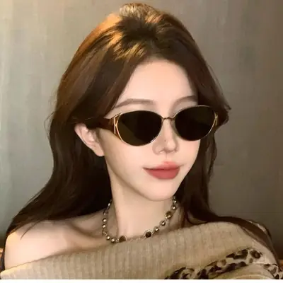 Women Sunglasses Black Metal Hawkbill Eye Shade
