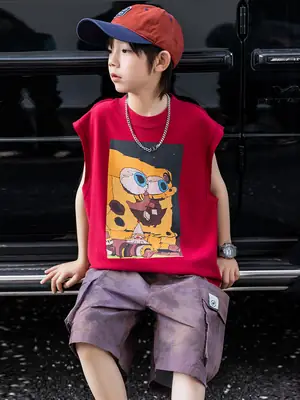 Panda Yuanyuan Red Sleeveless T-Shirt for Boys 2025
