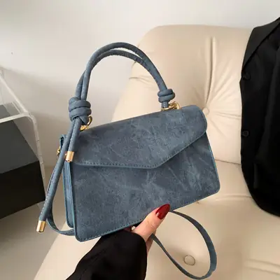 Blue Suede Women's Shoulder Crossbody Bag 2025