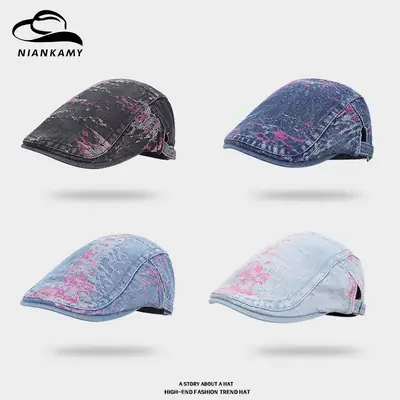 Women Retro Denim Cap Summer Washed Forward