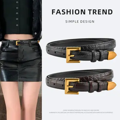 New Crocodile Leather Waist Belt for Women