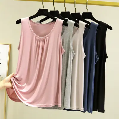 Modal Home Vest Women's Summer Thin plus size Loose Sleeveless Top Casual Round Neck Inner Sling Base Shirt