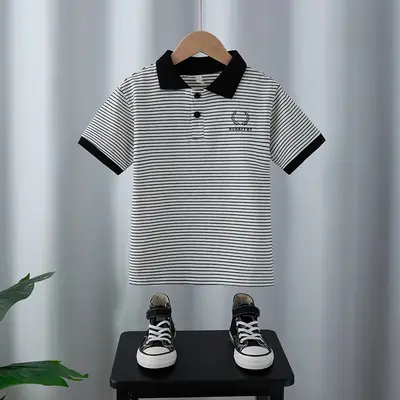Boys Striped Polo T-Shirt Short Sleeve 2025