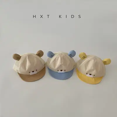 Baby Bear Cap Summer Beige Half Mesh Breathable
