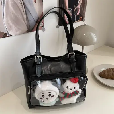 New Japanese Style Heart Tote Bag with Clear Window