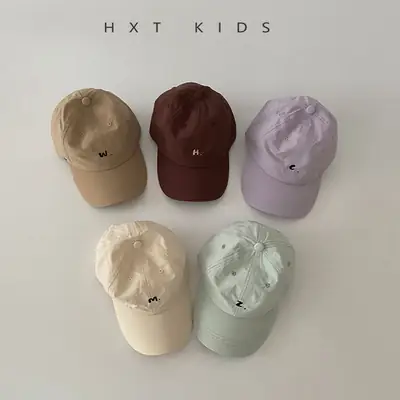 Children's Cap Light Brown Letter Embroidery