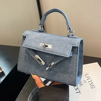 Vintage Grey Textured Kelly Shoulder Bag for Women 2026
