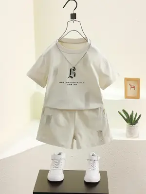 Boys White Cotton 2Pc Shorts T-Shirt Set 2026