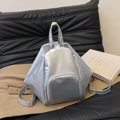 Silver Korean Style Pleated Shoulder Bag 2024