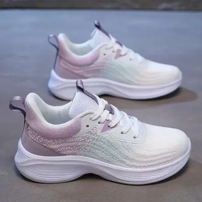 Women's Ultra-Light Running Shoes White Pink Gradient