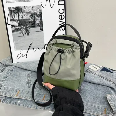 Lightweight Green Egg Bag with Drawstring Closure